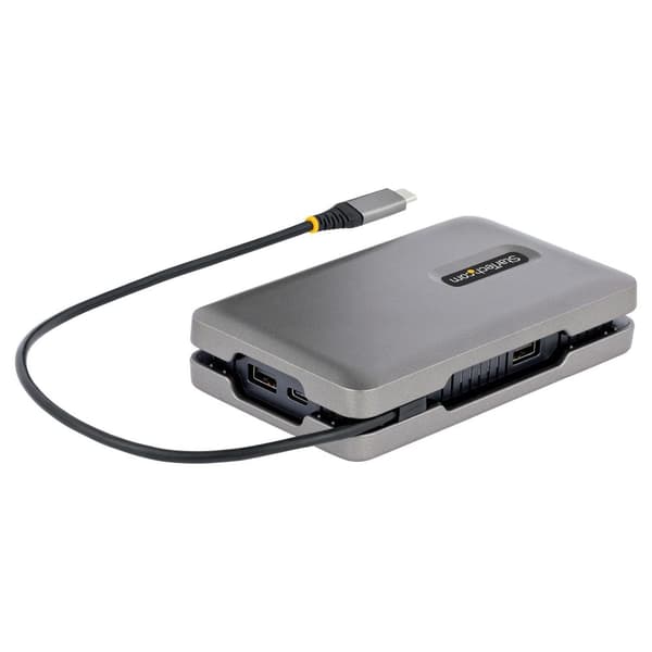StarTech.com USB-C-moniporttinen sovitin, jossa USB-C DP Alt Mode -videolähtö / 4K HDMI 2.0 / VGA, USB-C Dual Monitor -telakointiasema, 100 W PD Pass-
