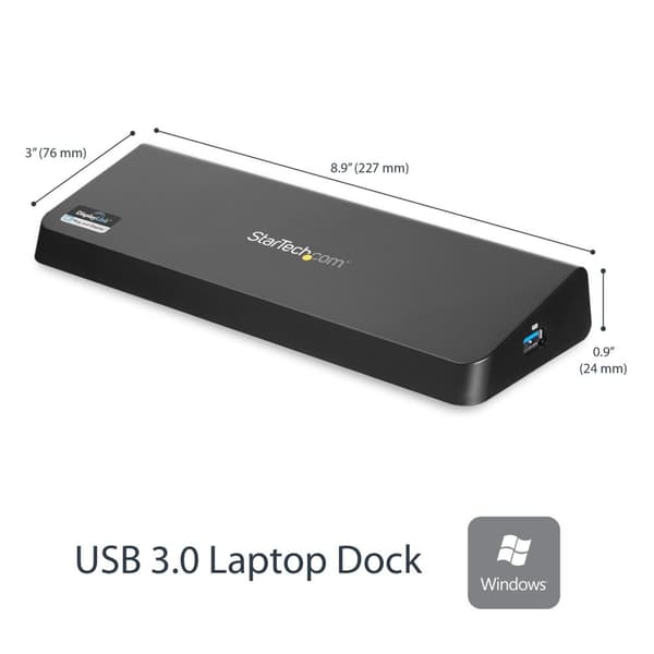 StarTech.com USB 3.0-dockingstation - Windows/macOS-kompatibel - Dobbeltskærme, HDMI/ DisplayPort eller 4K Ultra HD på én skærm - Dockingstation - USB