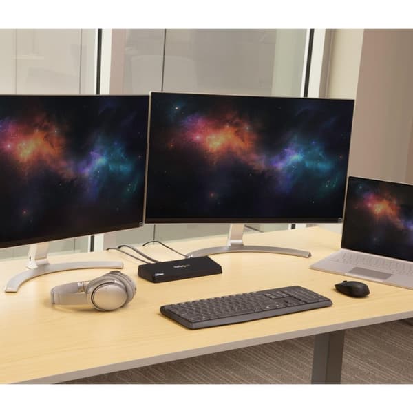 StarTech.com USB 3.0-dockingstation - Windows/macOS-kompatibel - Dobbeltskærme, HDMI/ DisplayPort eller 4K Ultra HD på én skærm - Dockingstation - USB