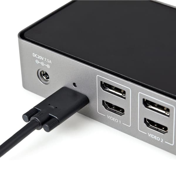 StarTech.com USB-C & USB-A Dock - Hybrid Universal Triple Monitor Laptop Dockingstation DisplayPort & HDMI 4K 60Hz - 85W strømforsyning, 6x USB Hub, G