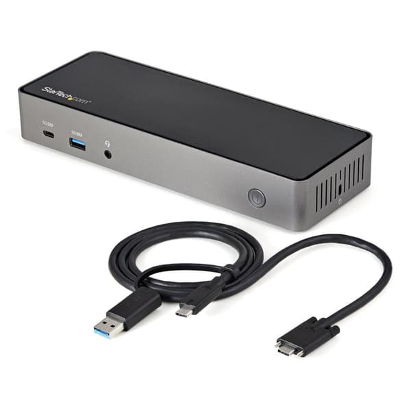 StarTech.com USB-C & USB-A Dock - Hybrid Universal Triple Monitor Laptop Dockingstation DisplayPort & HDMI 4K 60Hz - 85W strømforsyning, 6x USB Hub, G
