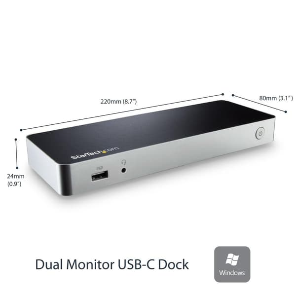 StarTech.com Dual Monitor USB-C Dockningsstation för Windows - MST - 60W strömförsörjning - 4K - HDMI till DVI-adaptrar - Dockningsstation - USB-C / T