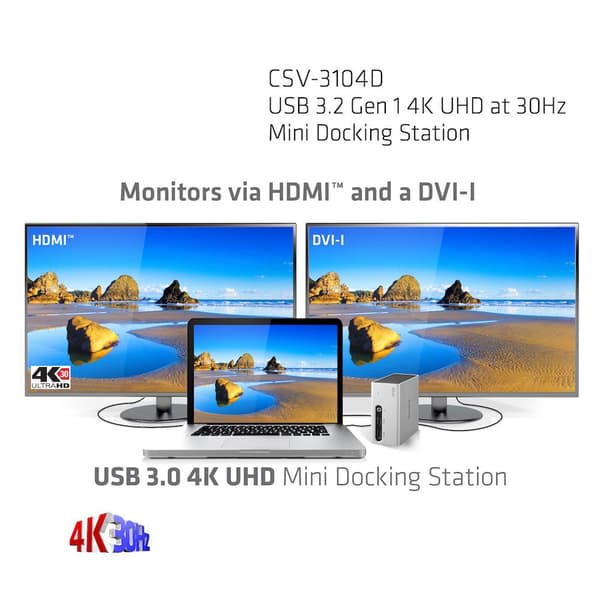 Club 3D USB 3.0 Dual Graphics 4K/UHD mini dockingstation (CSV-3104D)