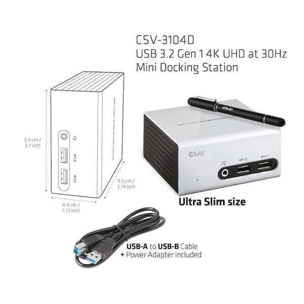 Club 3D USB 3.0 Dual Graphics 4K/UHD mini dockingstation (CSV-3104D)