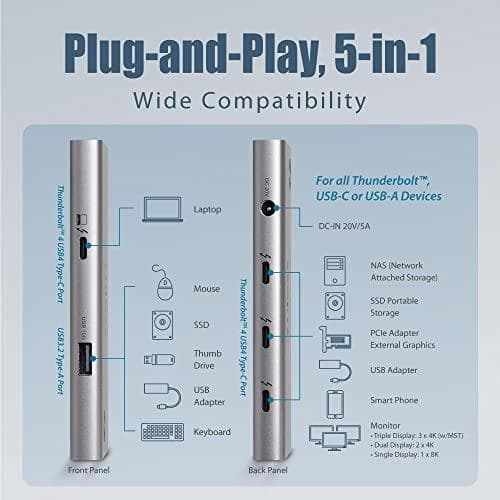 Edimax TD-405BP 5-i-1 minidockningsstation - Thunderbolt 4 - 100 Watt (TD-405BP)