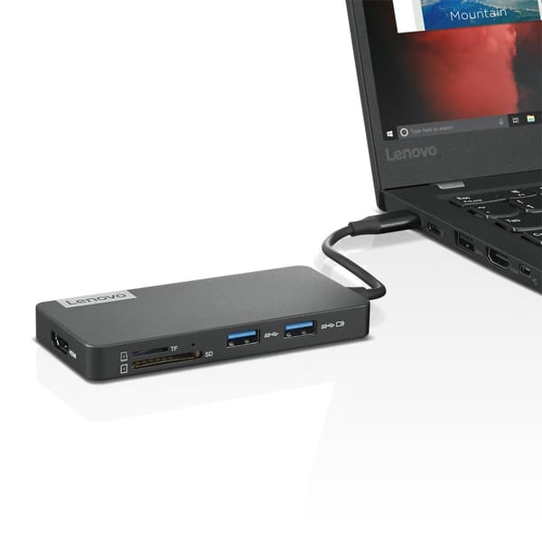 Lenovo USB-C 7-i-1 hub - dockingstation - USB-C - HDMI - til IdeaPad Slim 7 14ARE05, ThinkPad X13 Gen 2, Yoga Duet 7 13, Yoga Slim 7 Pro 14