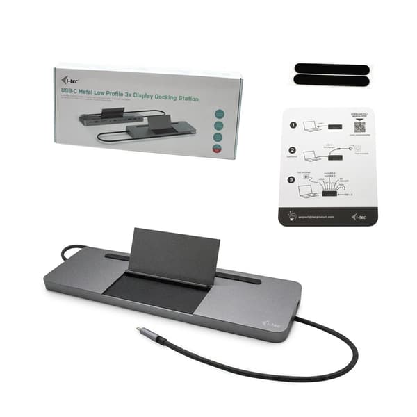 I-TEC USB-C Metal 4K 3xDisplay DS 1xHDMI 1xVGA 1xDP 1xSD+1x microSD-kortläsare 1xGLAN 1x3.5mm Audio 2xUSB 3.0 2xUSB 2.0 1xUSB-C PD (C31FLATDOCKPDPRO)