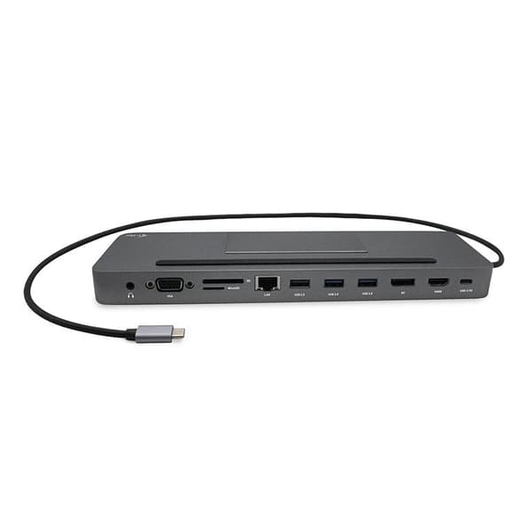 I-TEC USB-C Metal 4K 3xDisplay DS 1xHDMI 1xVGA 1xDP 1xSD+1x microSD-kortläsare 1xGLAN 1x3.5mm Audio 2xUSB 3.0 2xUSB 2.0 1xUSB-C PD (C31FLATDOCKPDPRO)