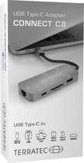 Miniatyrbillede 3 af 4: Terratec CONNECT C8 USB-C (USB 3.2 Gen 2) multiport-hub Grå
