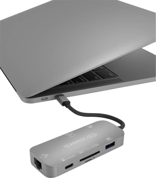 Terratec CONNECT C8 USB-C (USB 3.2 Gen 2) multiport-hub Grå
