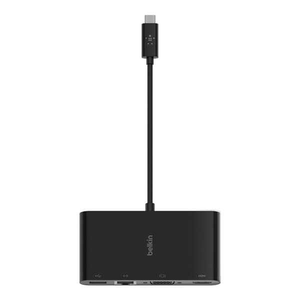 Belkin USB-C multimedieadapter - sort (HDMI 4K, VGA, Gigabit Ethernet, USB-A 3.0)