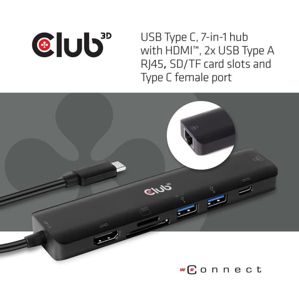 Club USB C til HDMI 4K60 + 2x USBA + RJ4