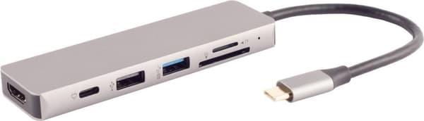 S/CONN maksimal tilslutning USB-DOCK--USB-C multiport dockingstation, 6i1, HDMI, PD, hub, SD (14-05027)