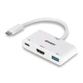 Miniatyrbillede 5 af 5: Lindy - Videoadapter - USB-C han til HDMI, USB Type A, USB-C (kun strøm) hun - 18 cm - hvid - understøtter Power Delivery 3.0, understøtter 4K 30 Hz (