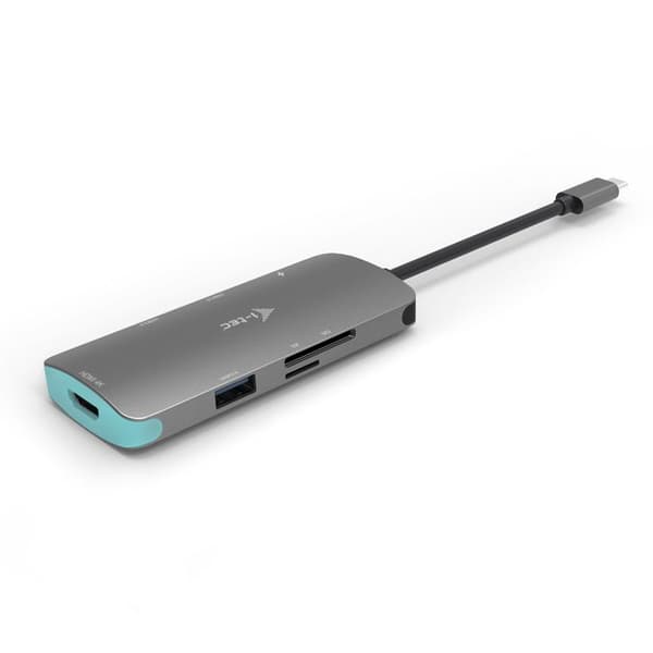 I-TEC USB C Metal Nano Docking Station 1xHDMI 4K 1xSD-kortinlukija 1xmicroSD-kortinlukija 3xUSB 3.0 -portti 1xUSB-C PD yhteensopiva TB3:n kanssa (C31N