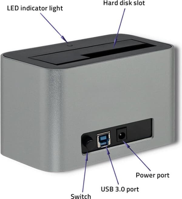 Qoltec 5315 Dockningsstation för hårddisk/SSD | 2,5"/3,5" SATA | USB 3.0