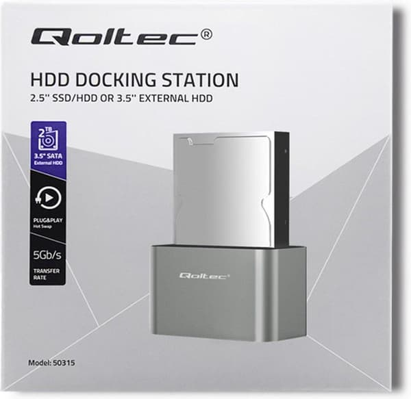 Qoltec 5315 Dockningsstation för hårddisk/SSD | 2,5"/3,5" SATA | USB 3.0