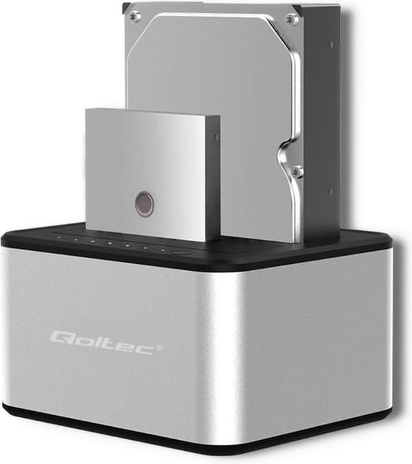 Qoltec 2x HDD/SSD-telakointiasema | 2,5/3,5 SATA | USB 3.0 | klooni.