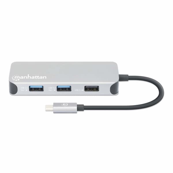MANHATTAN USB-C 8-i-1 dockningsstation med strömförsörjning USB 3.2 Gen 1 Typ C hane till HDMI hona (4K@30Hz), tre USB-A-portar (upp till 5 Gbps), Gig