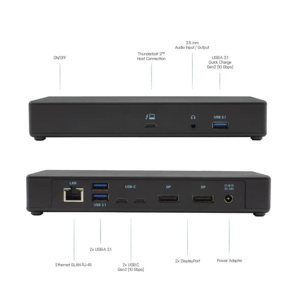 i-tec TB3CDUALDPDOCKPD dockningsstation för bärbar dator och portreplikator Wired Thunderbolt 3 Black