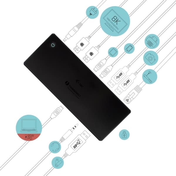 i-tec TB3CDUALDPDOCKPD dockningsstation för bärbar dator och portreplikator Wired Thunderbolt 3 Black