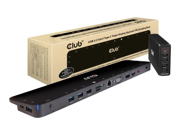 Club 3D Dockningsstation USB-C 3.2 Gen 1 – VGA, HDMI, DP – GigE – 100 Watt