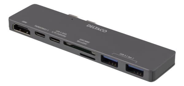 DELTACO USB-C-telakointiasema MacBook Prolle, 2016 ja uudemmat mallit
