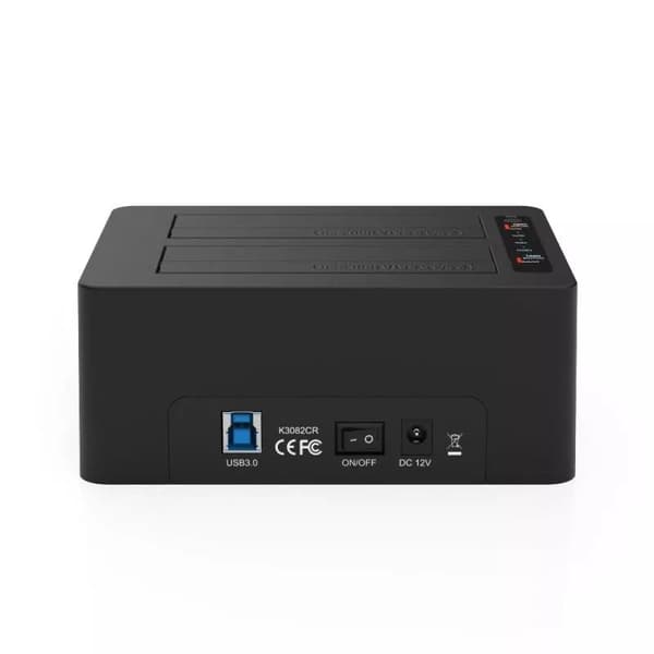 HDD/SSD-dokkingsstasjon med to spor, USB 3.1 Gen 2, 10 Gbp