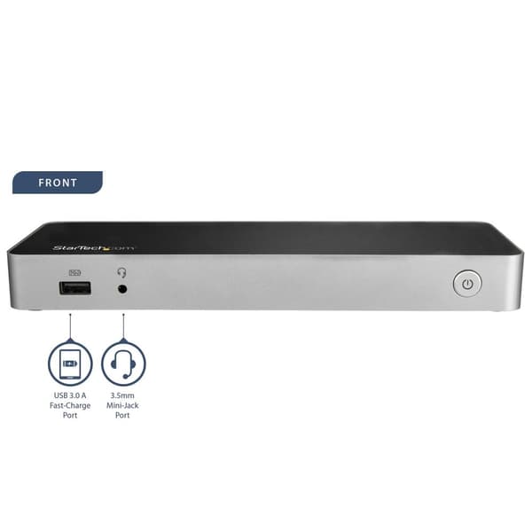 StarTech.com USB-C Dual-4K-monitor dockningsstation för bärbara datorer - 60W USB-strömförsörjning - SD-kortläsare - Dockningsstation - USB-C - GigE -