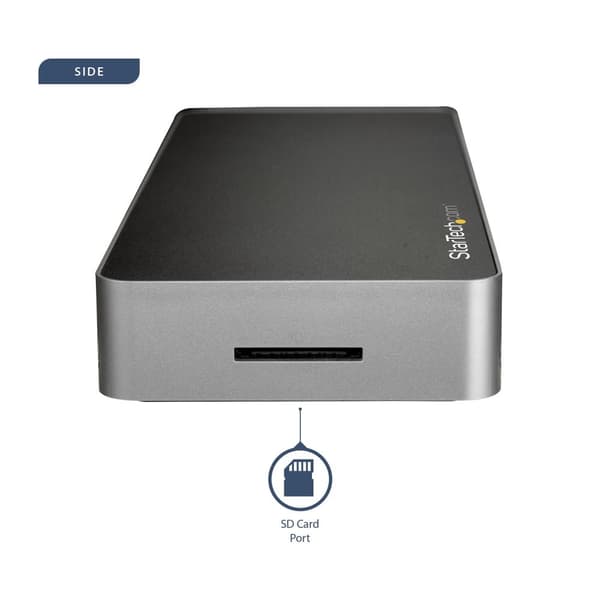 StarTech.com USB-C Dual-4K-monitor dockningsstation för bärbara datorer - 60W USB-strömförsörjning - SD-kortläsare - Dockningsstation - USB-C - GigE -