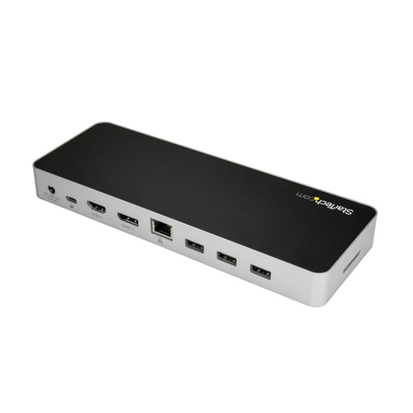 StarTech.com USB-C Dual-4K-monitor dockningsstation för bärbara datorer - 60W USB-strömförsörjning - SD-kortläsare - Dockningsstation - USB-C - GigE -