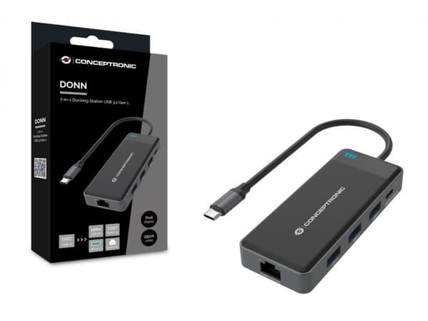 Conceptronic - Dockningsstation - USB-C - 2 x HDMI - GigE (DONN14G)