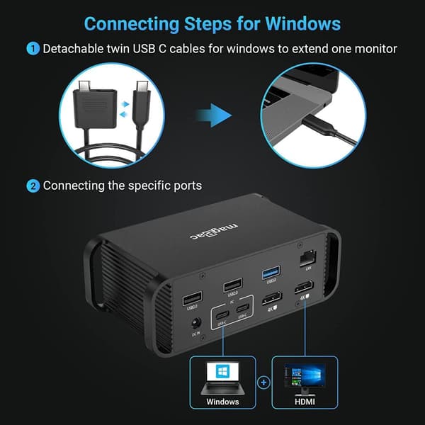 NÖRDIC 2 til 14 USB-C Macbook-dokkingstasjon to skjermer 2xHDMI 4K60Hz 7xUSB 1xUSB-C PD100W 1xRJ45 1xAudio 1xSD Thunderbolt 3/4 USB4