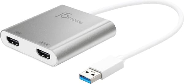 j5create JUA365-N USB 3.0 til Dual HDMI Multi-Monitor Adapter Sølv