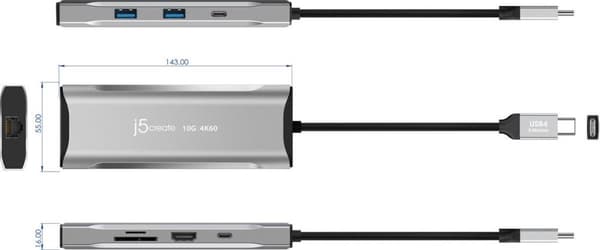 j5create JCD393-N 4K60 Elite USB-C 10 Gbps Mini Dock