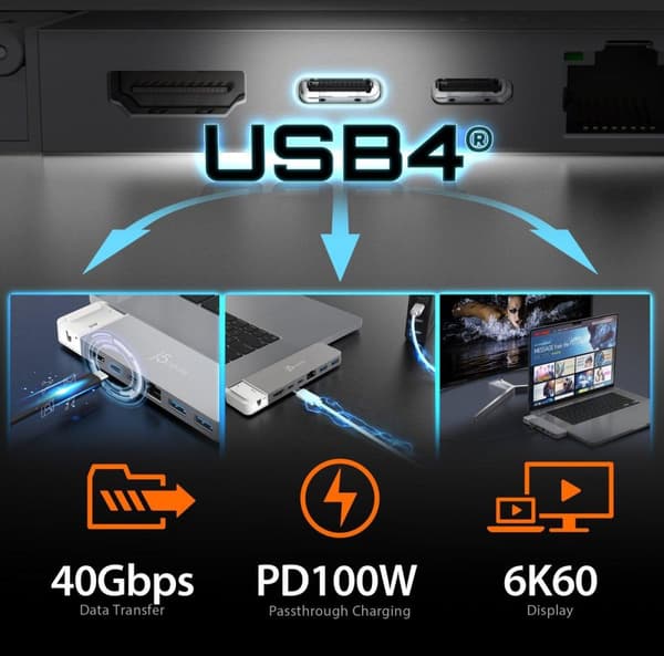 j5create 4K60 Elite Pro USB4-hub med MagSafe-kit