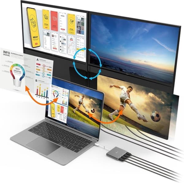 j5create JCA366-N USB-C till 4-portars HDMI Multi-Monitor Adapter