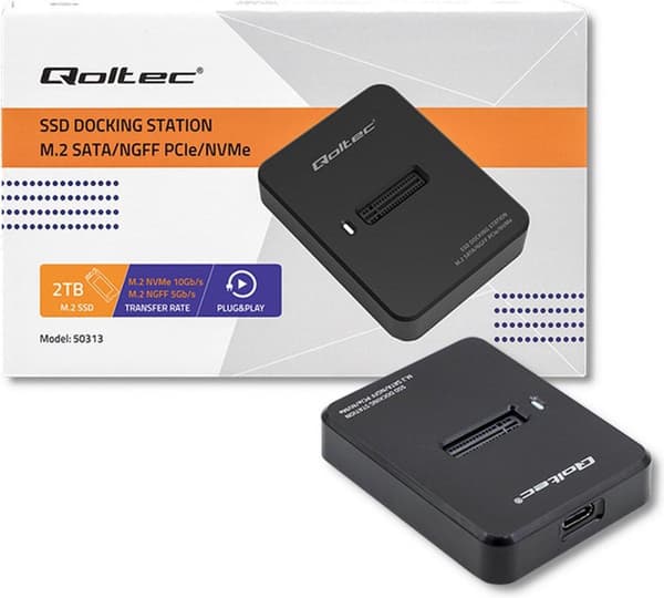 Qoltec 50313 Dockingstation SSD M.2 SATA/PCIe | NGFF/NVMe | USB 3.1