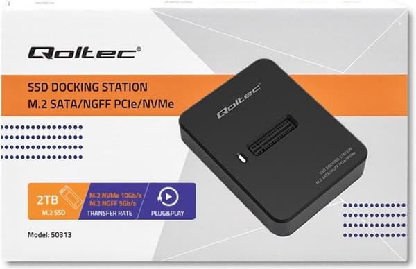 Qoltec 50313 Dockingstation SSD M.2 SATA/PCIe | NGFF/NVMe | USB 3.1