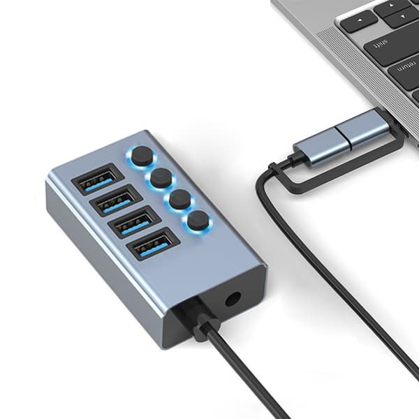 Computer dockingstation Dual Head 4 Ports 3.0 Hub til Windows Mac OS Grå