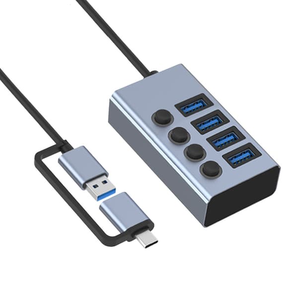 Computer dockingstation Dual Head 4 Ports 3.0 Hub til Windows Mac OS Grå