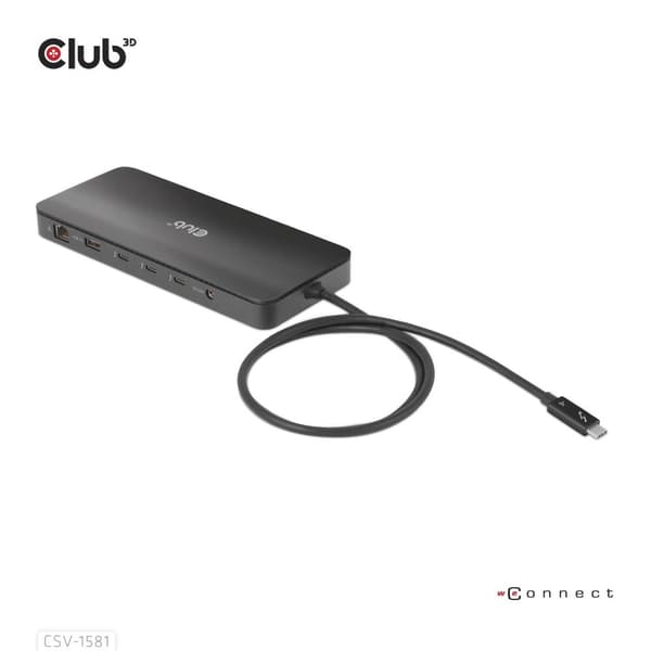 Club 3D - Telakointiasema - USB-C / Thunderbolt 3 / Thunderbolt 4 - 3 x Thunderbolt 4 - GigE - 140 wattia (CSV-1581)