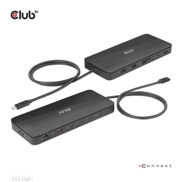 Club 3D - Telakointiasema - USB-C / Thunderbolt 3 / Thunderbolt 4 - 3 x Thunderbolt 4 - GigE - 140 wattia (CSV-1581)