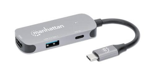Manhattan 130707 kannettavan telakointiasema ja porttitoistin langallinen USB 3.2 Gen 1 (3.1 Gen 1) Type-C alumiini (130707)