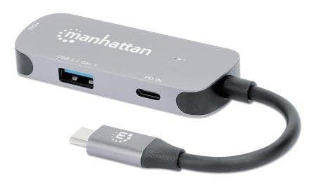 Manhattan 130707 kannettavan telakointiasema ja porttitoistin langallinen USB 3.2 Gen 1 (3.1 Gen 1) Type-C alumiini (130707)
