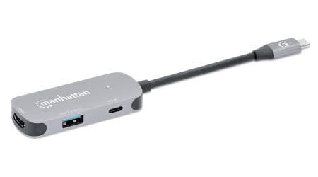 Manhattan 130707 kannettavan telakointiasema ja porttitoistin langallinen USB 3.2 Gen 1 (3.1 Gen 1) Type-C alumiini (130707)