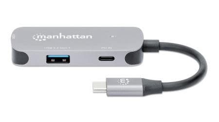 Manhattan 130707 kannettavan telakointiasema ja porttitoistin langallinen USB 3.2 Gen 1 (3.1 Gen 1) Type-C alumiini (130707)