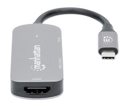 Manhattan 130707 kannettavan telakointiasema ja porttitoistin langallinen USB 3.2 Gen 1 (3.1 Gen 1) Type-C alumiini (130707)