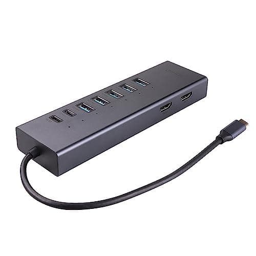 Lindy DST-Mini Duo, USB C -kannettavan minitelakointiasema 2x 4K HDMI 2x 4K HDMI, PD 3.0 100W, USB 3.2 Gen 2, Gigabit Ethernet (43373)
