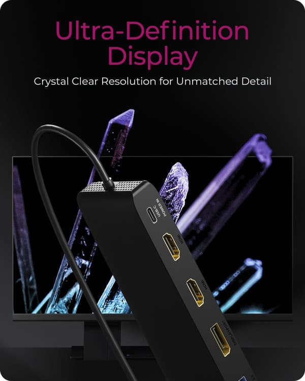 RaidSonic ICY BOX 11-i-1 mobil med tredobbelt videoudgang - Dockingstation - USB-C - 2 x HDMI, DP - GigE (IB-DK2116-C)